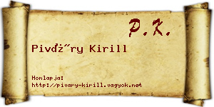 Piváry Kirill névjegykártya